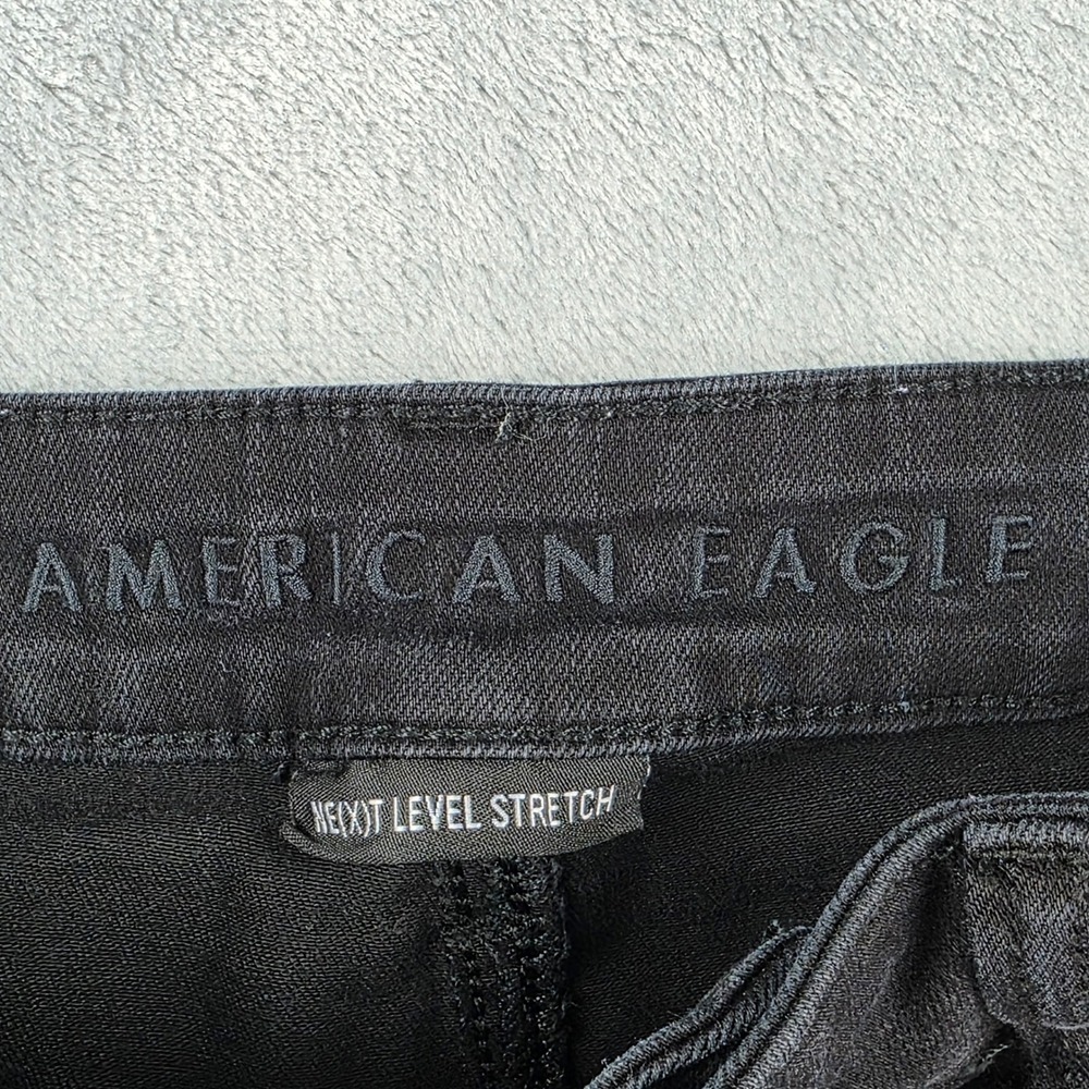 American Eagle Ne(x)t Level Stretch Jegging Jean Black Distressed Womens 12 Long - Picture 2 of 13